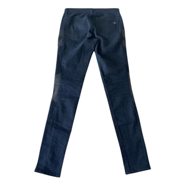 RAG & BONE Halifax Leather-Panel Motocross Jeans, Midnight - Picture 2 of 7